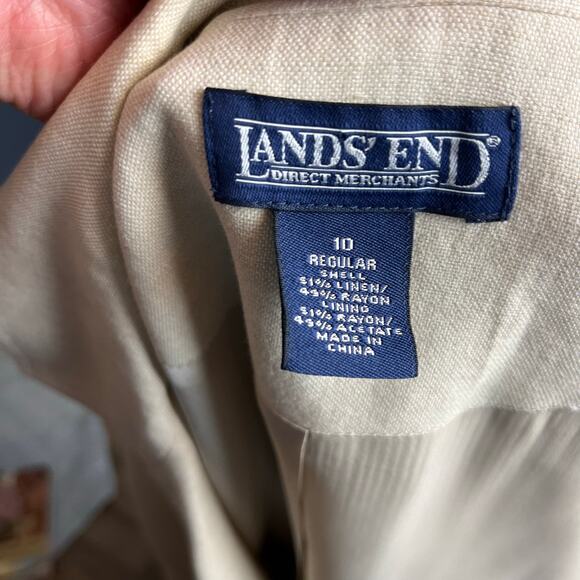 Lands’ End Linen Blend Pants Suit 10 Structured Preppy Neutral Minimalist Career - Picture 8 of 8